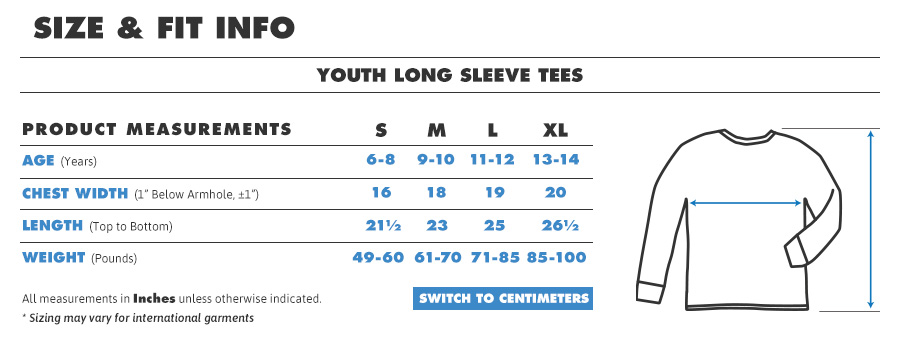 t shirt youth sizing chart